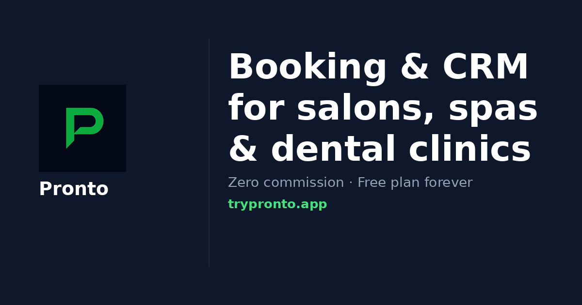 Pronto Pos Pronto — Free Booking, POS & CRM. Zero Commission.